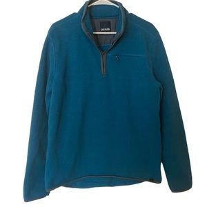 Prana Men Quarter Zip Sweatshirt Pocket Pullover Collar Blue Sweater Medium